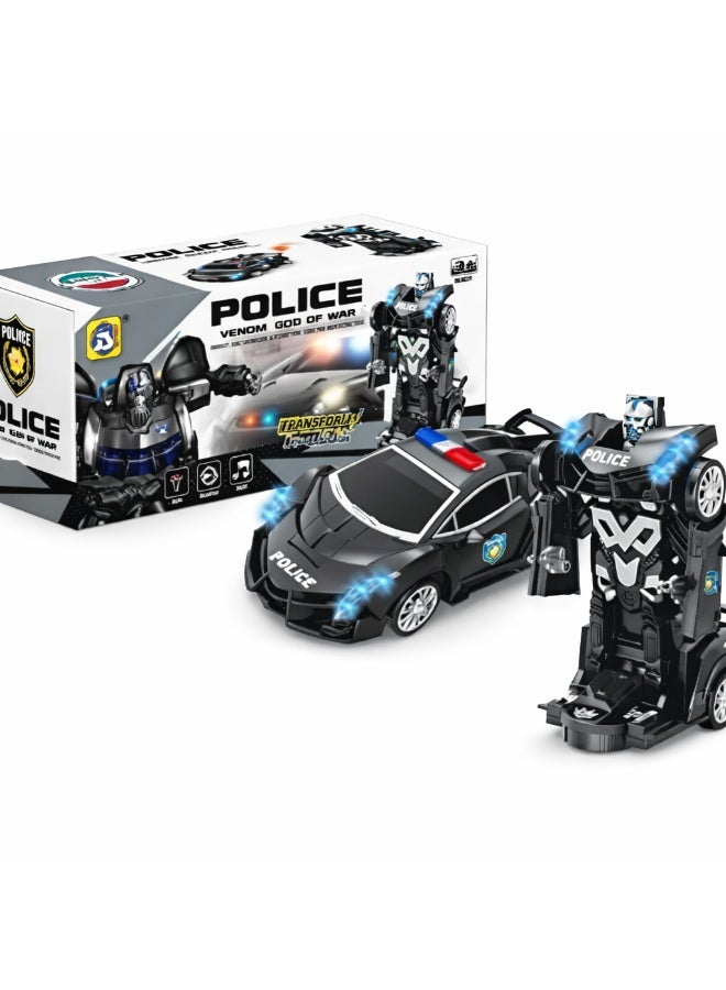 Transforming Police Car Robot Toy For Kids – Automatic Transformation – Light & Sound Effects – Educational & Fun Toy For Ages 3+ - Image 1